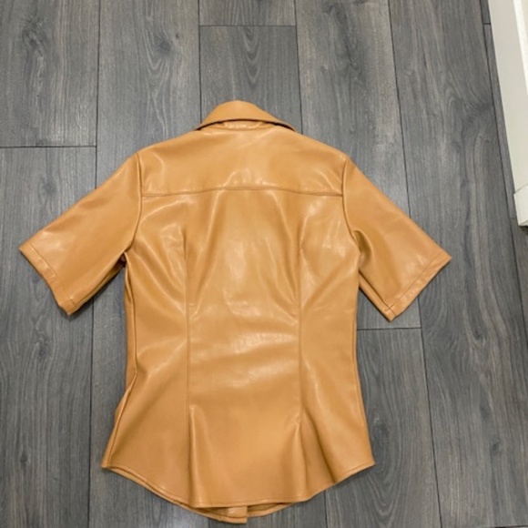 Simon Miller Bandera Vegan Leather Short Sleeve Shirt Size S - Picture 7 of 8